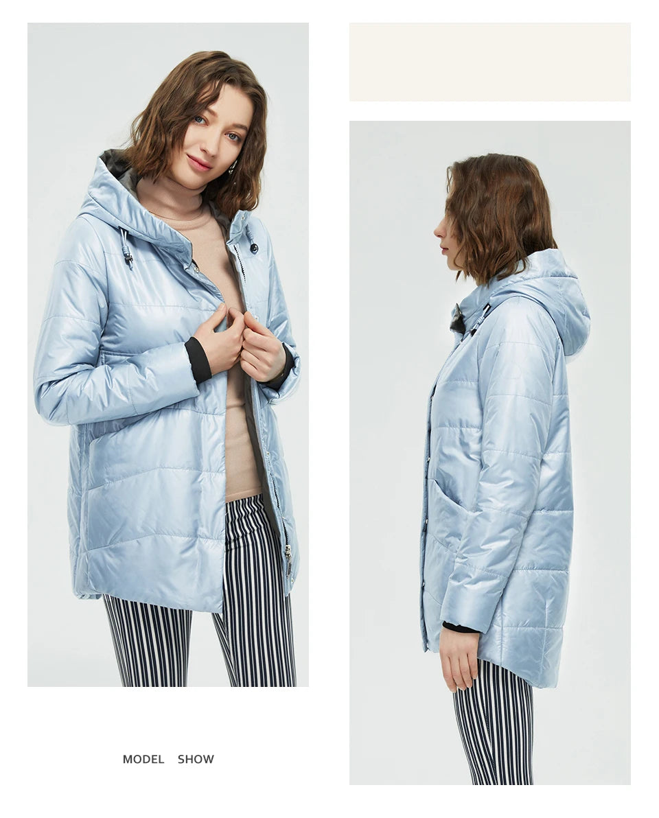 HaiLuoZi Spring Women Jacket Short Parka Fashion Casual Waterproof Warm Women's Autumn Coat Zipper Hooded Female Outwear 875