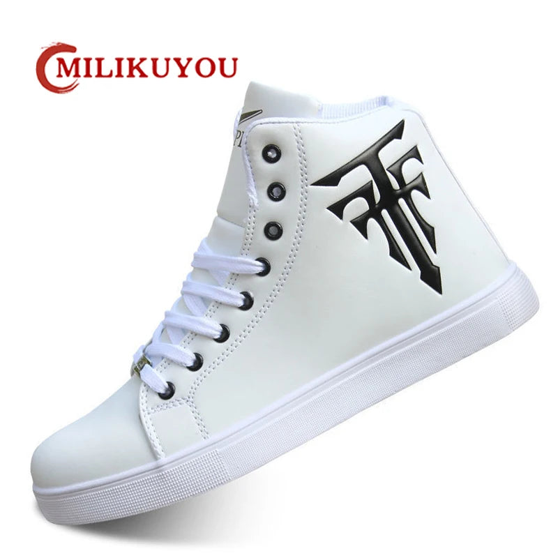 White Sneakers Man Vulcanized Sneakers Male Comfortable High Top Shoes