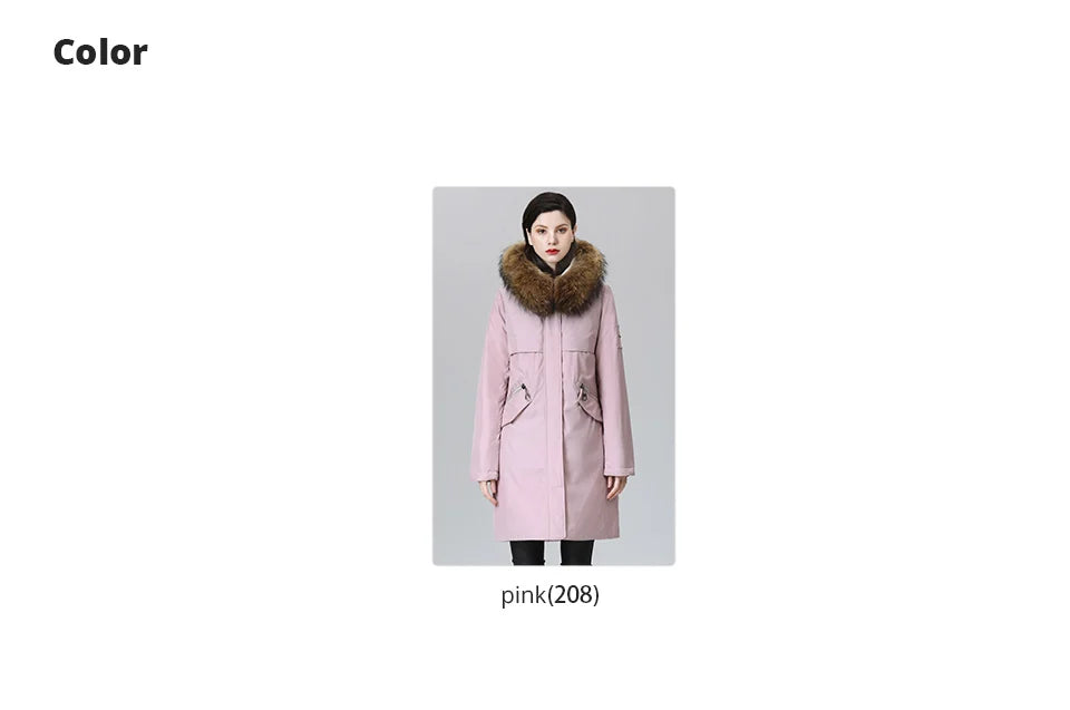 GASMAN women's winter coats 2022 Long fashion Women coat Fur collar warm parka Pink waterproof down jacket female 1821