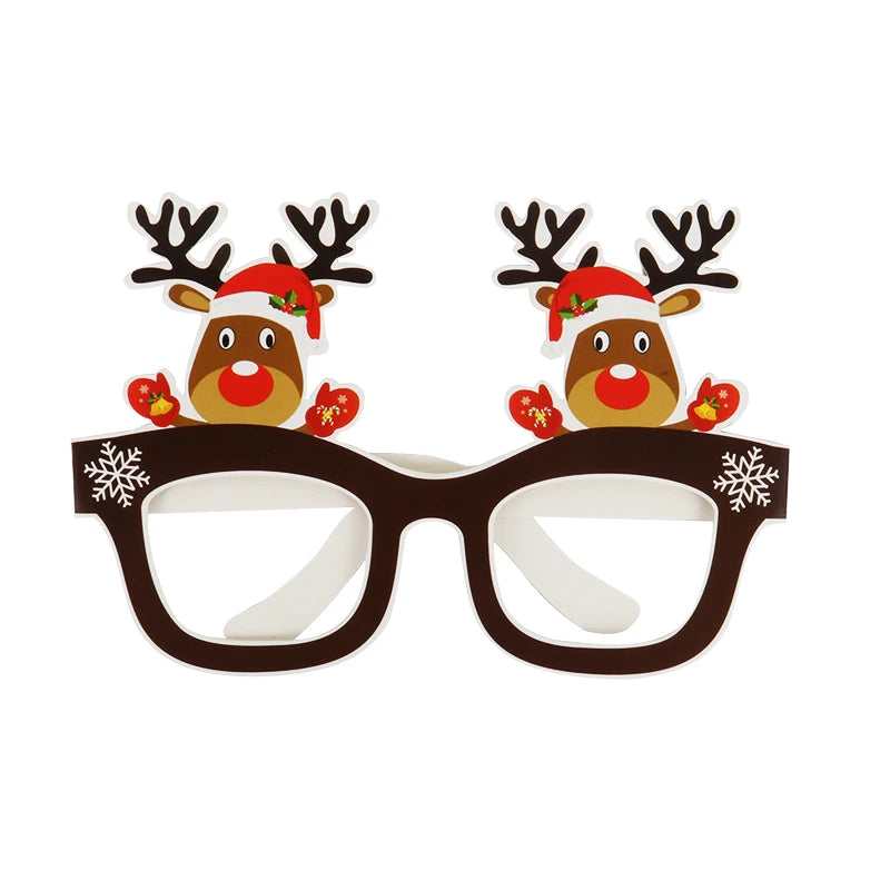 9pcs Santa Claus Xmas Tree Elk Paper Glasses Frame Christmas Glasses Photo Prop Christmas decorations new year Navidad kids gift