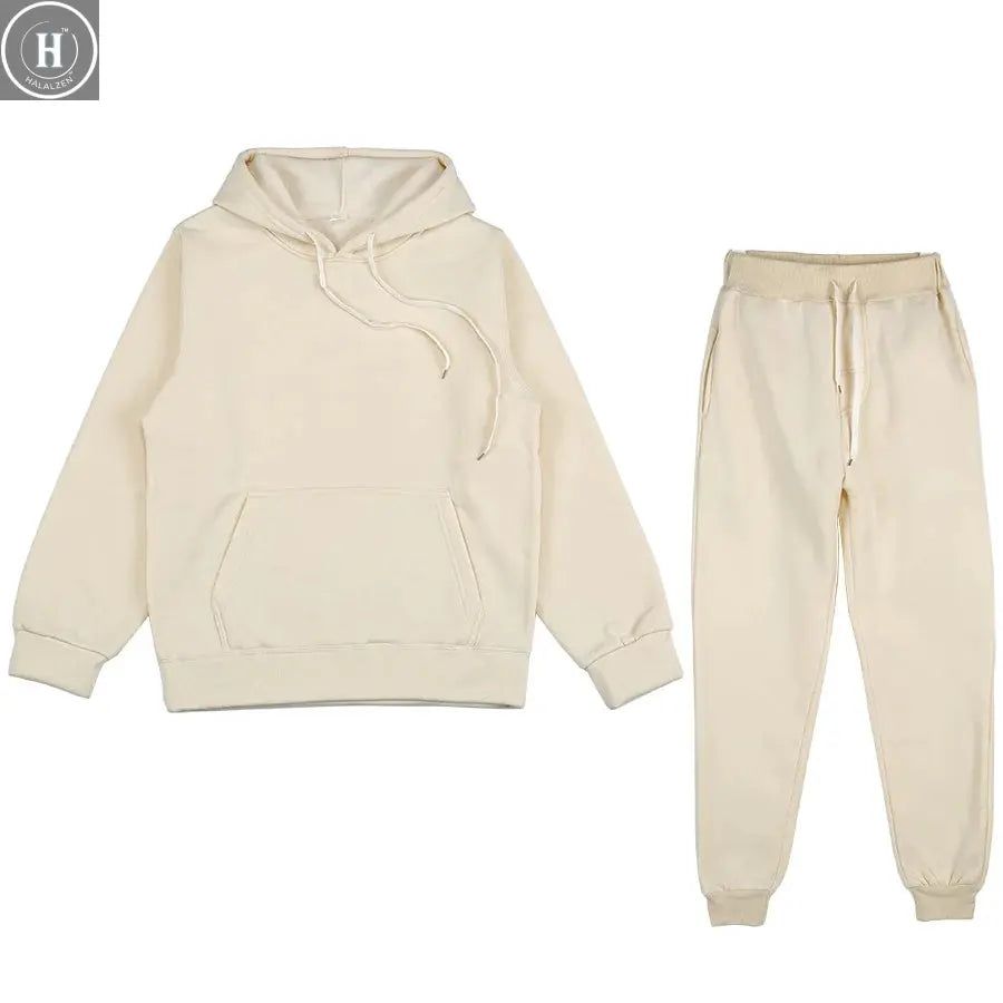 Two Piece Set Casual Fleece Tracksuit Women Winter 2020 HALALZEN