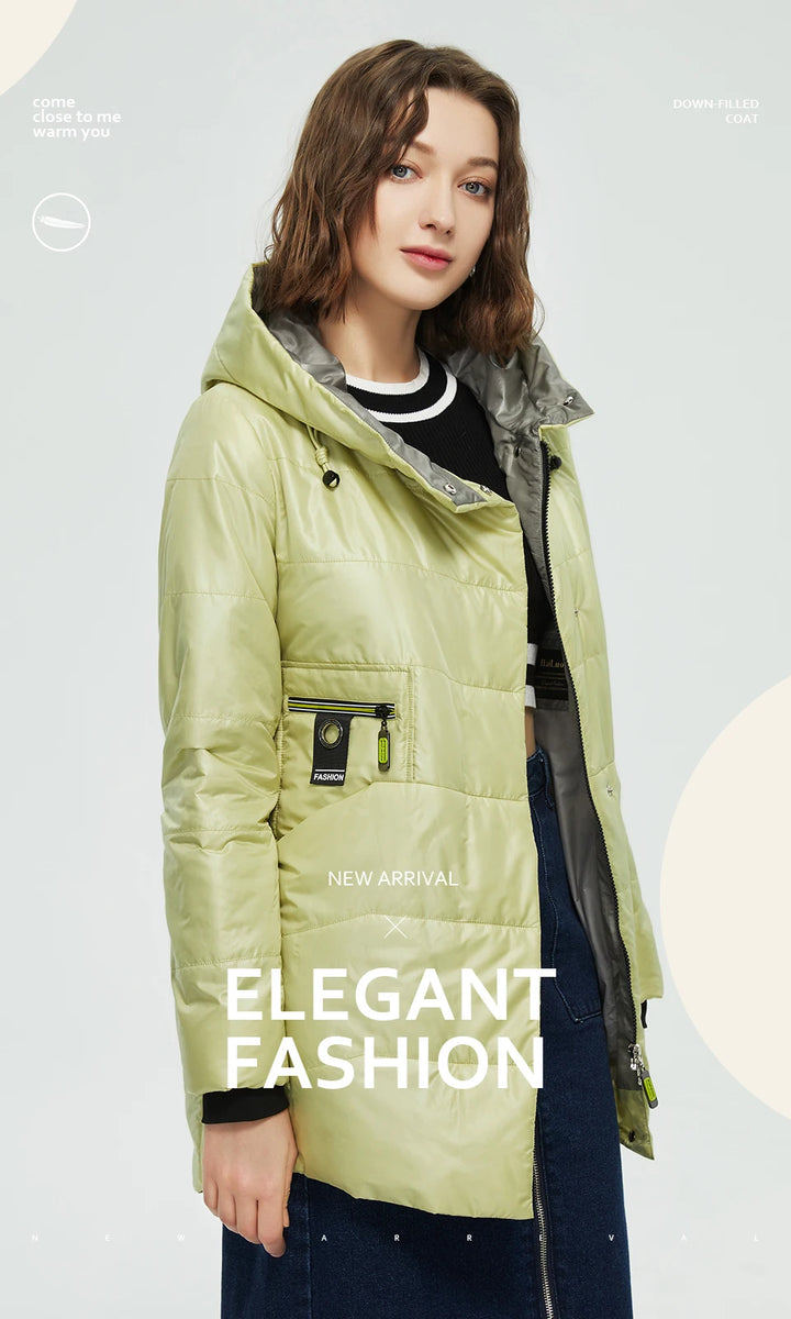 HaiLuoZi Spring Women Jacket Short Parka Fashion Casual Waterproof Warm Women's Autumn Coat Zipper Hooded Female Outwear 875