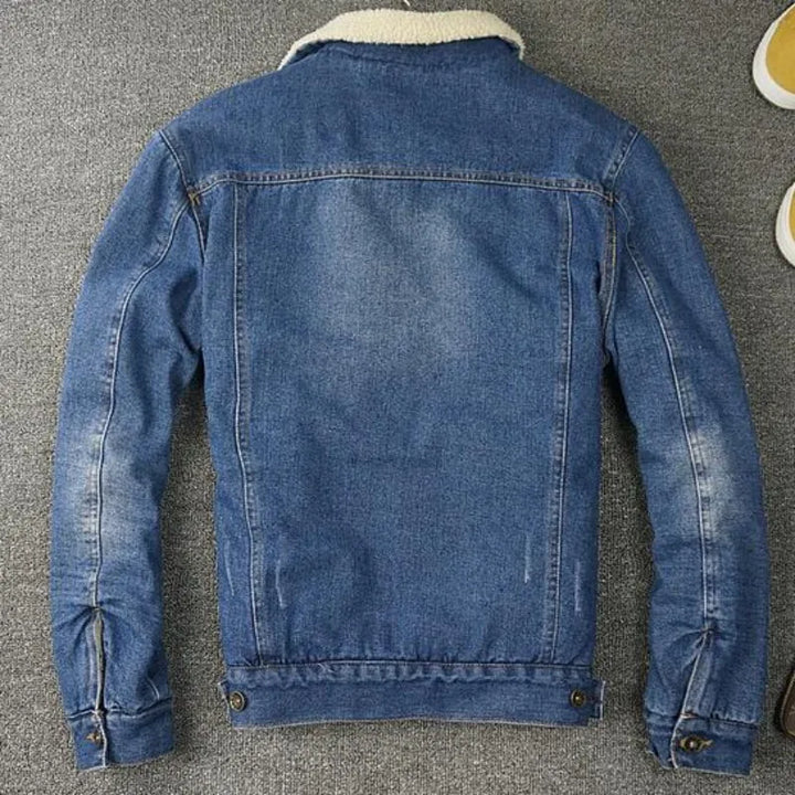 Winter Fashion Men Faux Fur Lining Jean Jackets Male Fleece Jacket Single Breasted Denim Coat Slim Fit Thick Warm Casual Outwear