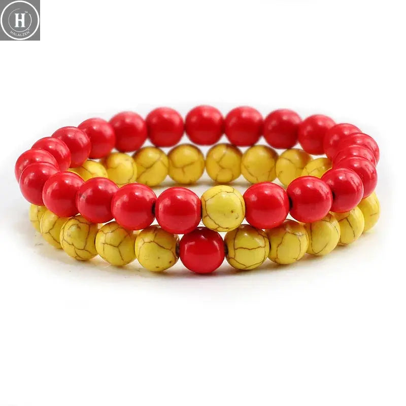 2Pcs/set Couple Distance Beaded Bracelet Natural Stone Strand Bracelets Homme Charm Yoga Jewelry Gifts for Women Men Best Friend HALALZEN