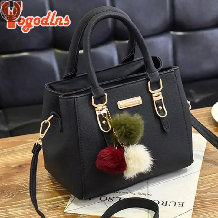 Yogodlns women beading pendant handbag ladies embossed shoulder bag ladies Messenger bag hairball bags high quality bag HALALZEN