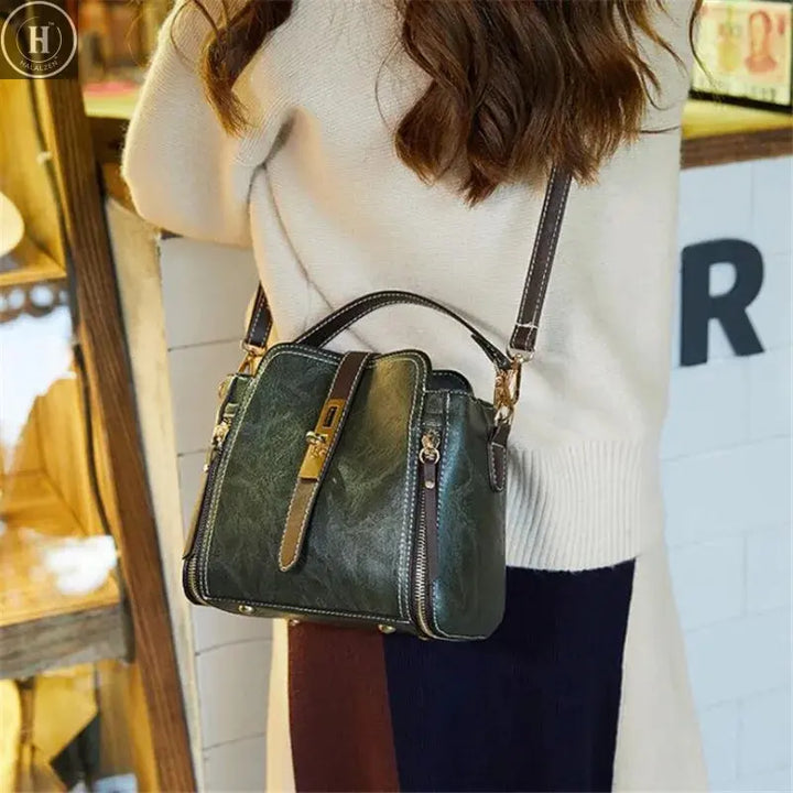 PU Leather Handbags for Women Designer Top Handle Bag Vintage  Single Shoulder Bag Ladies Luxury Brand Crossbody Messenger Bags HALALZEN