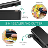 Mini Bag Sealer 2 in 1 Rechargeable Portable Bag Vacuum Heat Sealer&Cutter for Plastic Snack PVC Bags Outdoor Picnic Campaign Halalzen