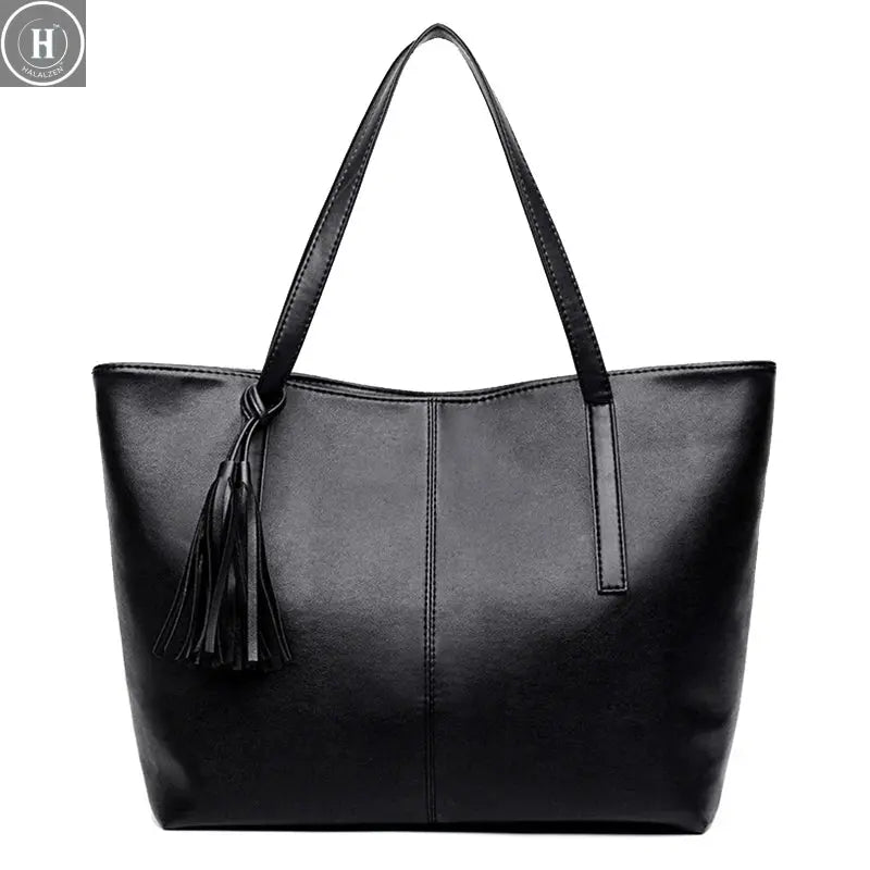 Ladies Large Capacity Handbags Women Retro Tassel Design Tote Luxury Brand PU Leather Shoulder Bag Female Top Handle Sac A Main HALALZEN