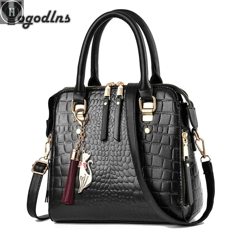 2022 Retro Alligator Women Luxury PU Leather Handbags Female Tassel Designer Shoulder Messenger Bags Casual Ladies Tote Bolsas HALALZEN