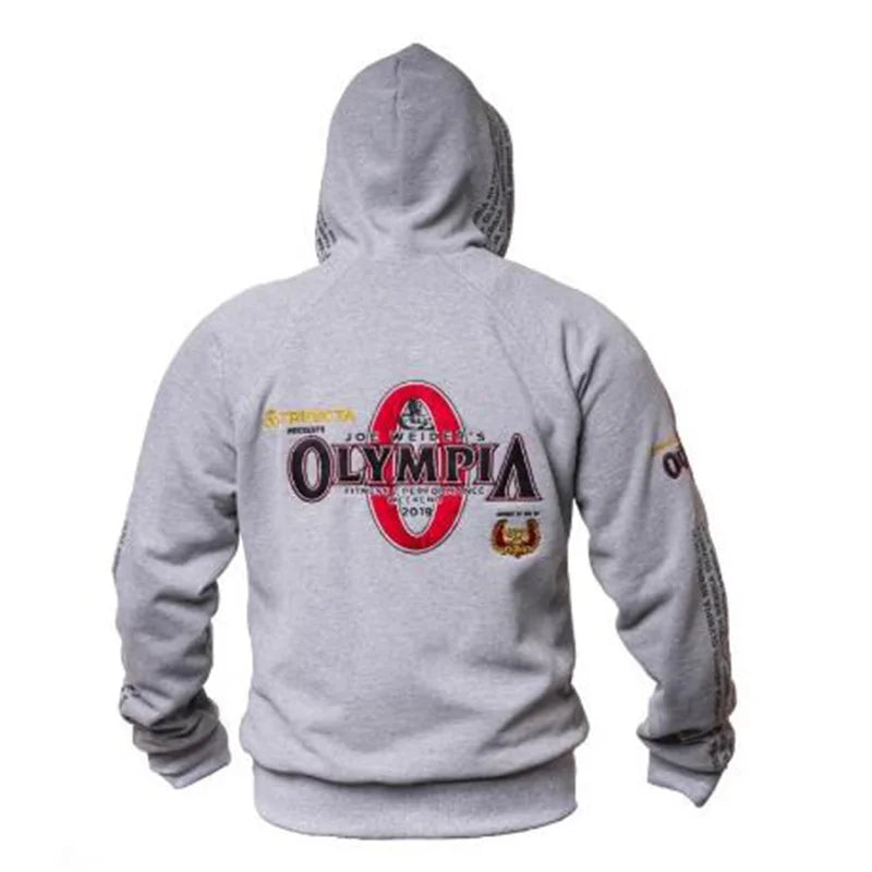 2021 OLYMPIA Mens zipper Hoodies Fashion Casual male gyms fitness Bodybuilding cotton Sweatshirt sportswear Brand top coat