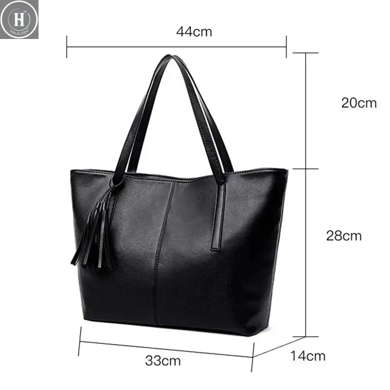 Ladies Large Capacity Handbags Women Retro Tassel Design Tote Luxury Brand PU Leather Shoulder Bag Female Top Handle Sac A Main HALALZEN