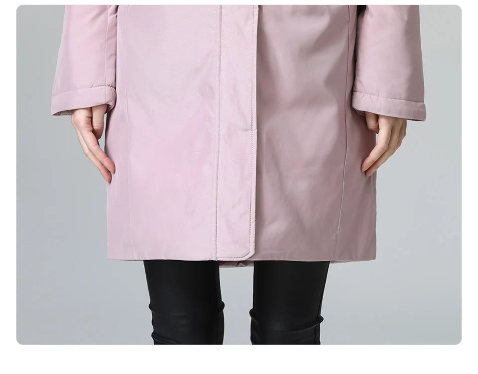 GASMAN women's winter coats 2022 Long fashion Women coat Fur collar warm parka Pink waterproof down jacket female 1821