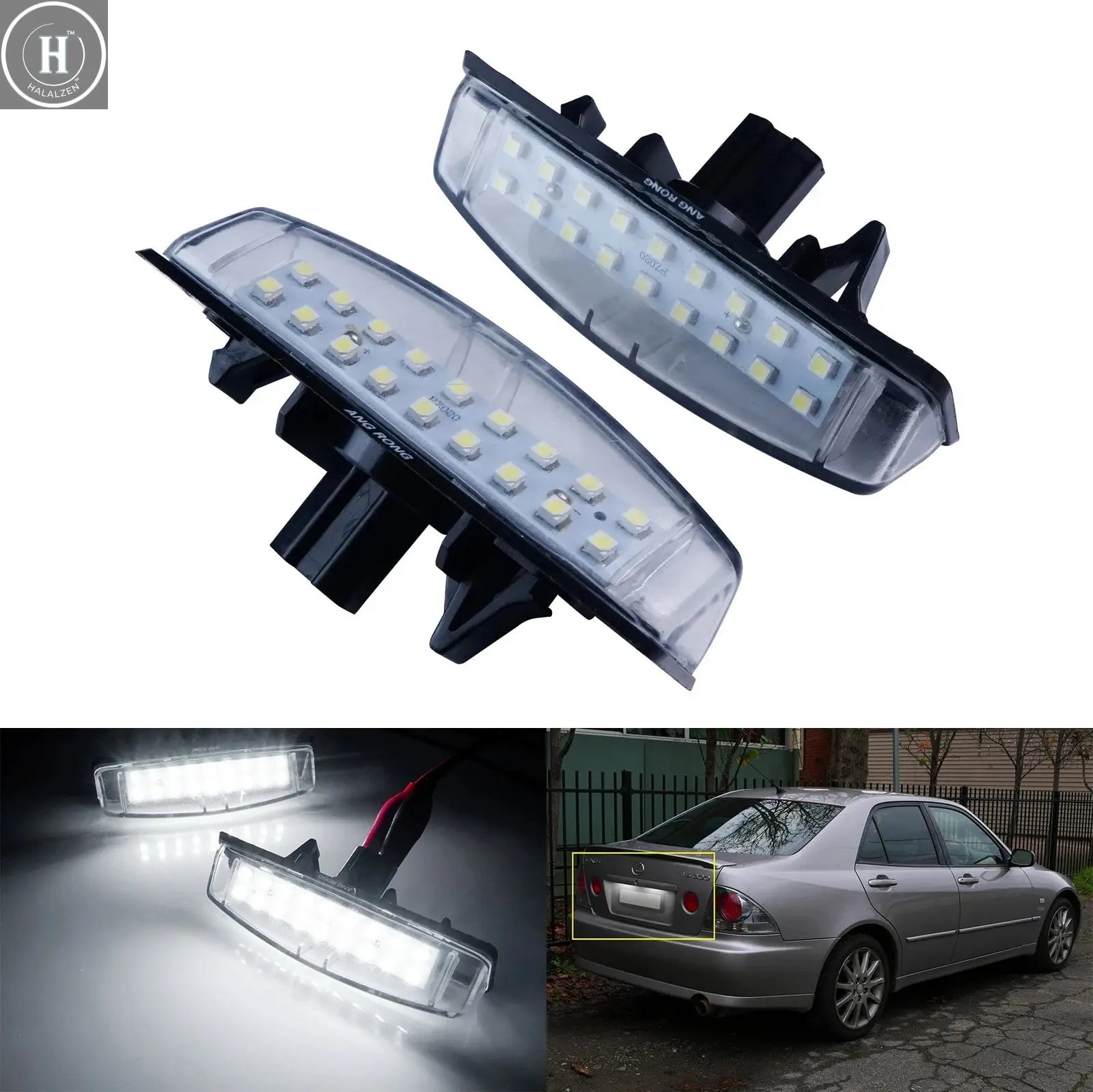 2x For Lexus IS300 IS200 LS430 GS300 RX330 HS250h Toyota Prius Yaris Camry LED License Number Plate Light Lamps White HALALZEN