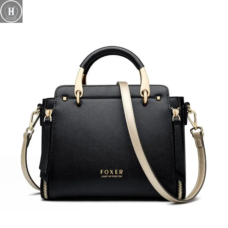 FOXER Split Leather Women Shoulder Bag Elegant Handbag 2025 Autumn Winter Female Large Tote Bag Luxury Design Crossbody Purse HALALZEN