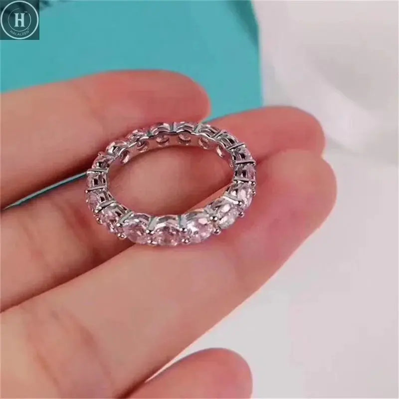 Brand Real 925 Sterling Silver ring Round 4mm Lab Diamond Cz Engagement wedding band rings For women men Party Jewelry HALALZEN