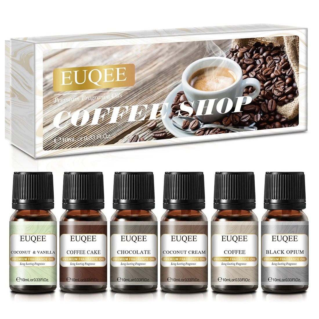 EUQEE 6pcs/set Fragrance Oil Gift Kit For Diffuser Coffee Bakery Harvest Spice Pumpkin Pie Forest Pine Sweet Fruit Aroma Oils HALALZEN