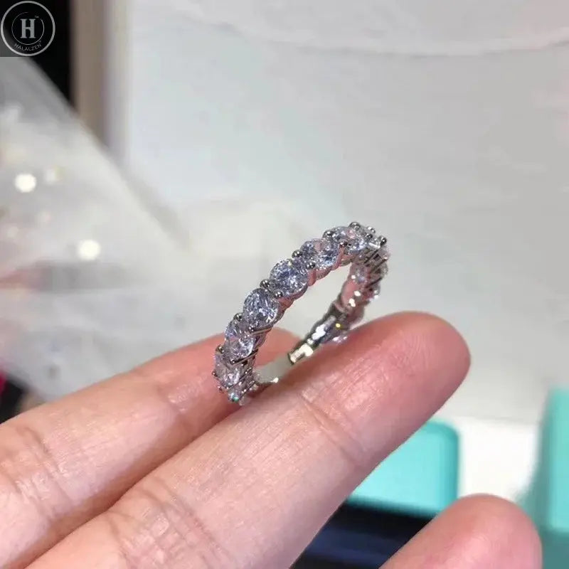 Brand Real 925 Sterling Silver ring Round 4mm Lab Diamond Cz Engagement wedding band rings For women men Party Jewelry HALALZEN