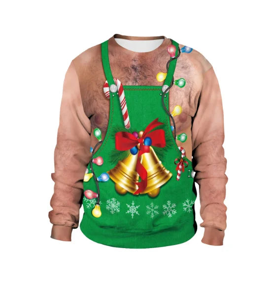 Ugly Christmas Fake sweaterr Unisex Men Women For Holidays Santa Cat Elf Christmas Funny Fake Hair Sweater Autumn Winter Blouses