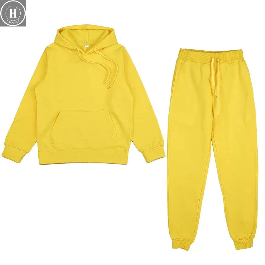 Two Piece Set Casual Fleece Tracksuit Women Winter 2020 HALALZEN