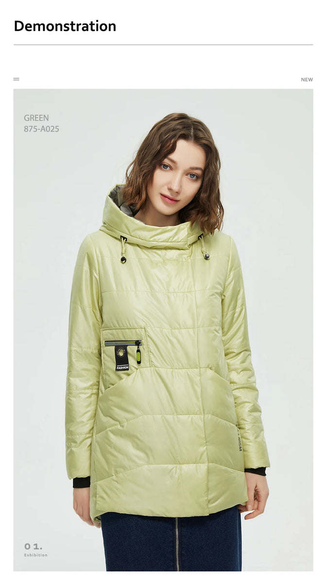 HaiLuoZi 2022 Women Spring  Jacket Short Parka Fashion Casual Unique Design Waterproof  Warm Women's Autumn Coat Hooded 875