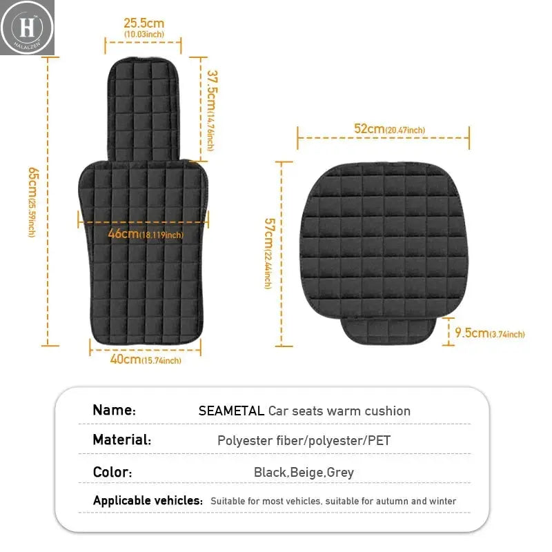SEAMETAL Plush Car Seat Cover Soft Vehicle Seat Cushion with Backrest Pad Anti Scratch Chair Protector Universal for Sedan Suv HALALZEN
