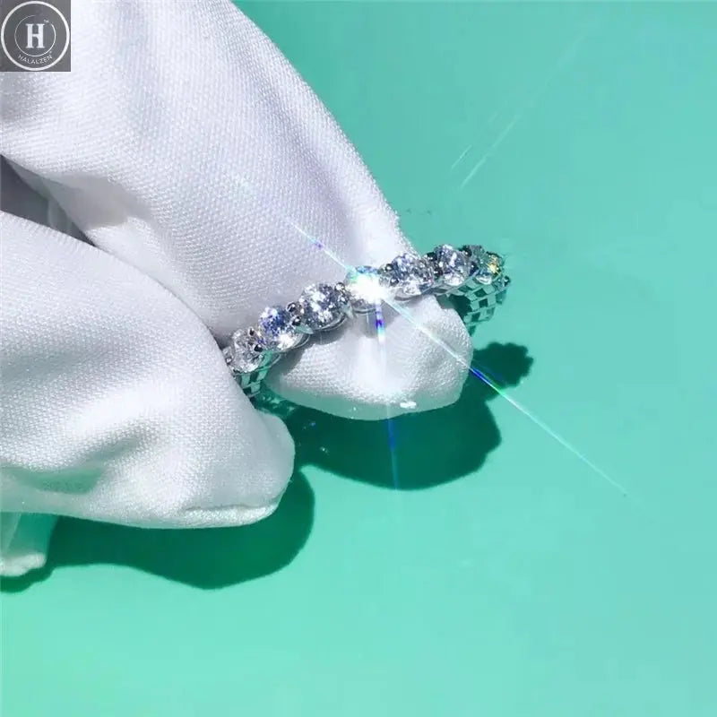 Brand Real 925 Sterling Silver ring Round 4mm Lab Diamond Cz Engagement wedding band rings For women men Party Jewelry HALALZEN