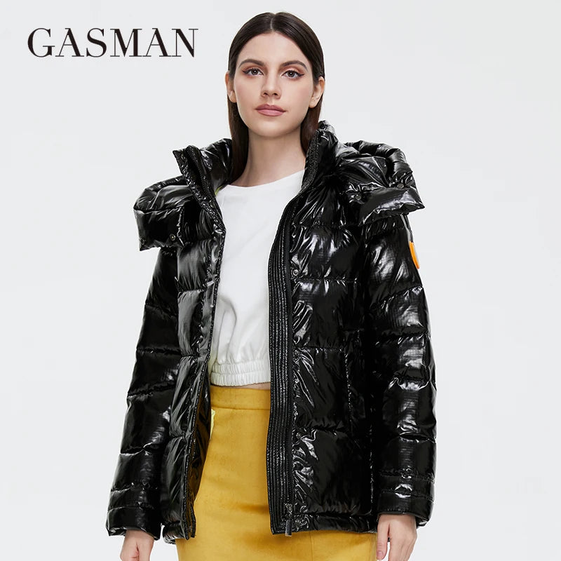 GASMAN 2022 New Winter Jackets Women Coat White Short Fashion Personality Women's jacket Hooded Waterproof Hot sale parka 81051