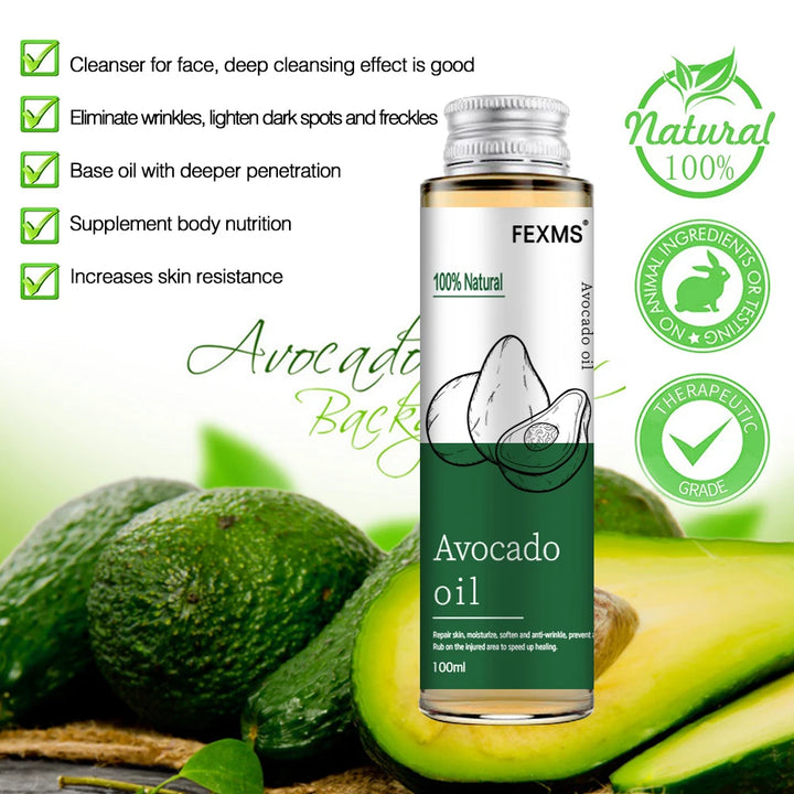 Avocado Oil For Hair and Skin - 100% Pure and Natural For Skin Care Massage Hair Care And Carrier Oil To Dilute Essential Oils