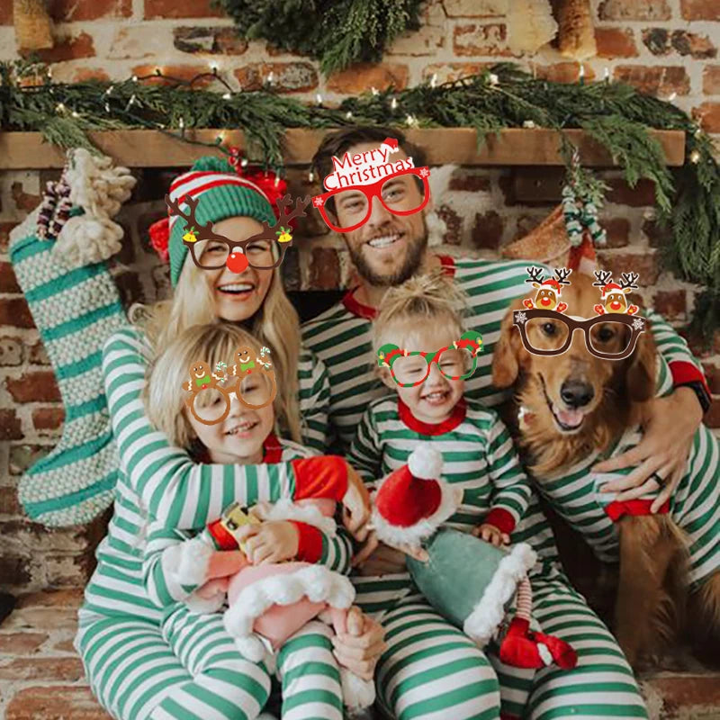 9pcs Santa Claus Xmas Tree Elk Paper Glasses Frame Christmas Glasses Photo Prop Christmas decorations new year Navidad kids gift