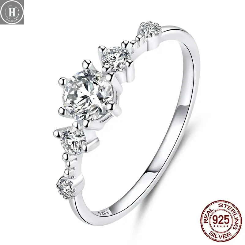 WOSTU European 925 Sterling Silver Simple Rings For Women Wedding Engagement Heart Rings With Zircon Original Female Jewelry HALALZEN