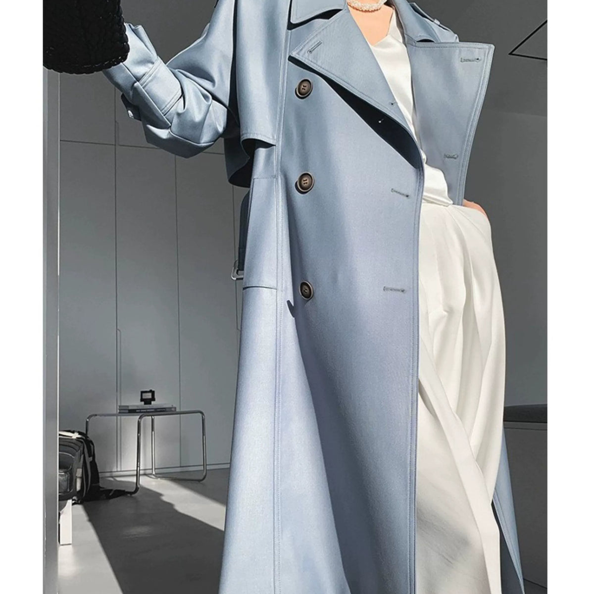 Pick-up Unoque Retro British Style Elegant Double Breasted Mid Length Long Length Trench Coat Outwear Female New Arrival Temperament Coat