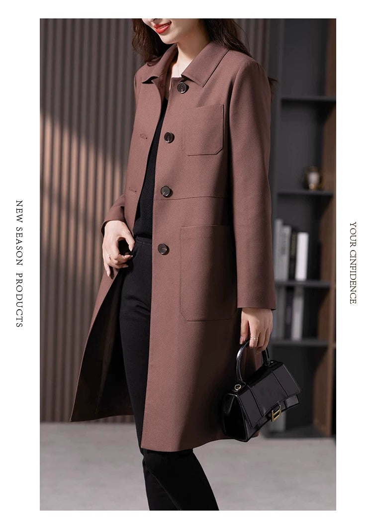 Vldoliya Elegant Anti-Aging Mid-Length Trench Coat Outwear Female 2023 Spring & Fall New Arrival K-style Loose Elegant Straight-leg