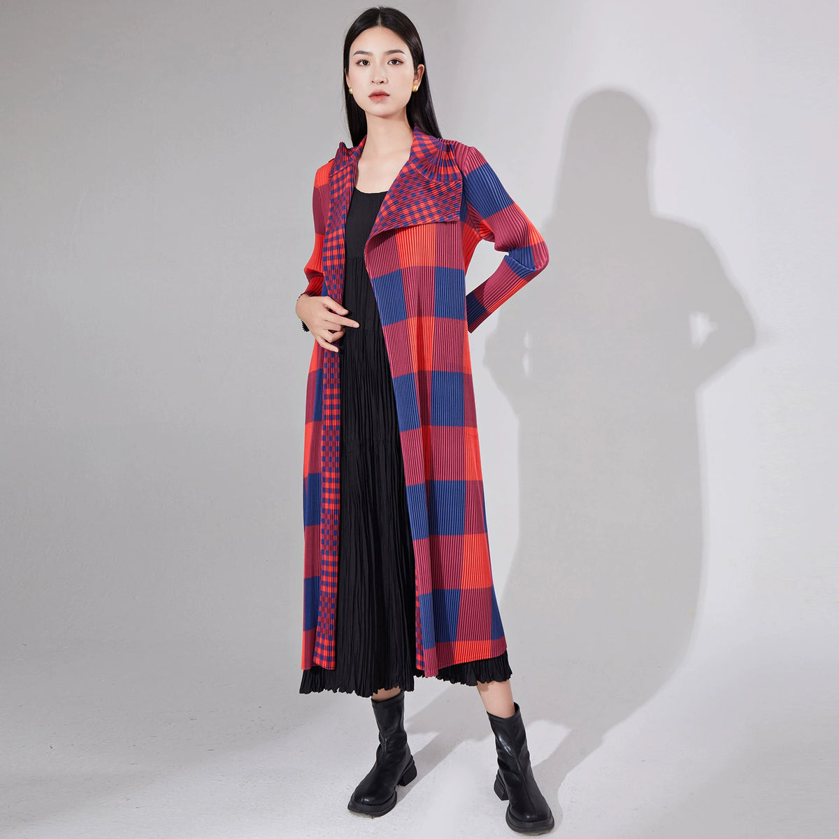 Middle-Aged Boss Ruched Mid Length Long Length Trench Coat Outwear Lapel Tied Loose Temperament Commute All-Match Coat Women's