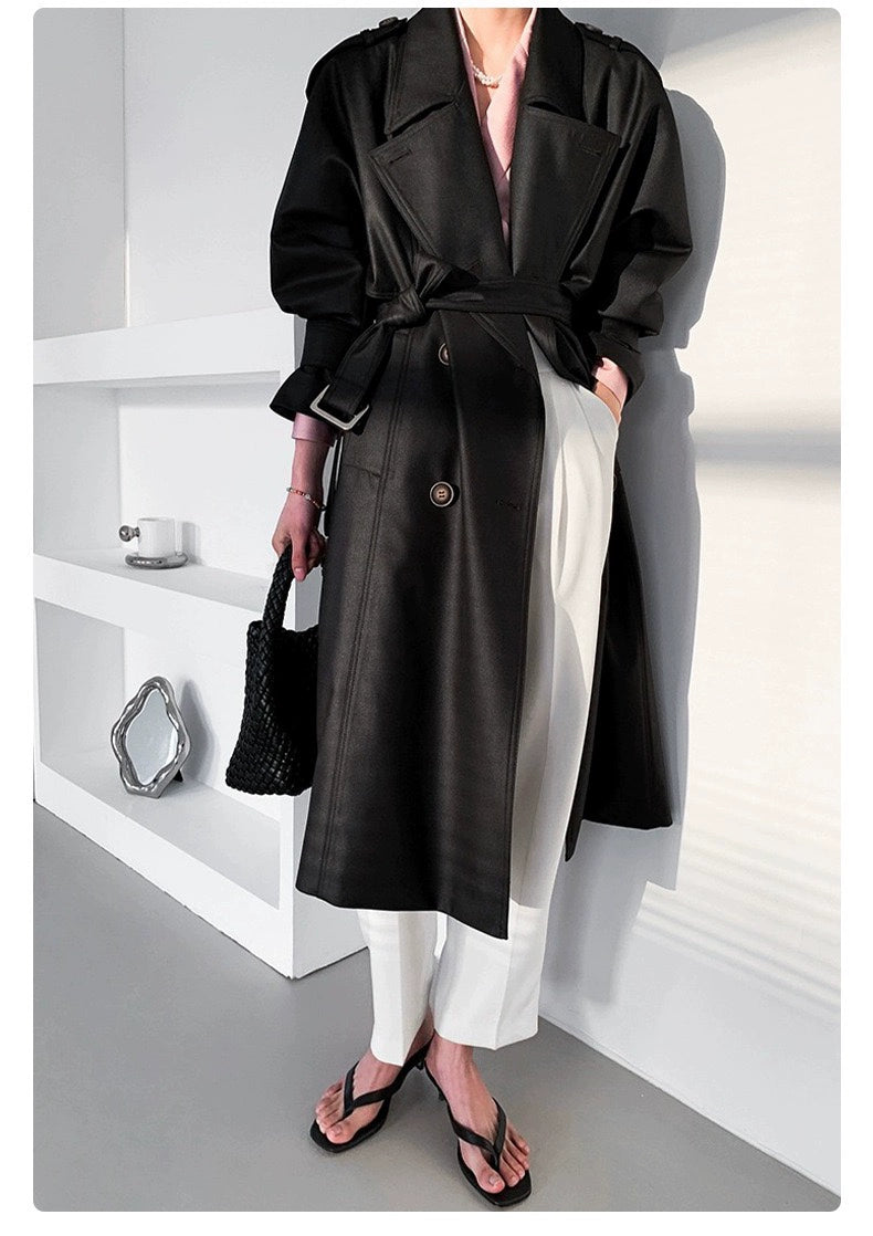 Pick-up Unoque Retro British Style Elegant Double Breasted Mid Length Long Length Trench Coat Outwear Female New Arrival Temperament Coat