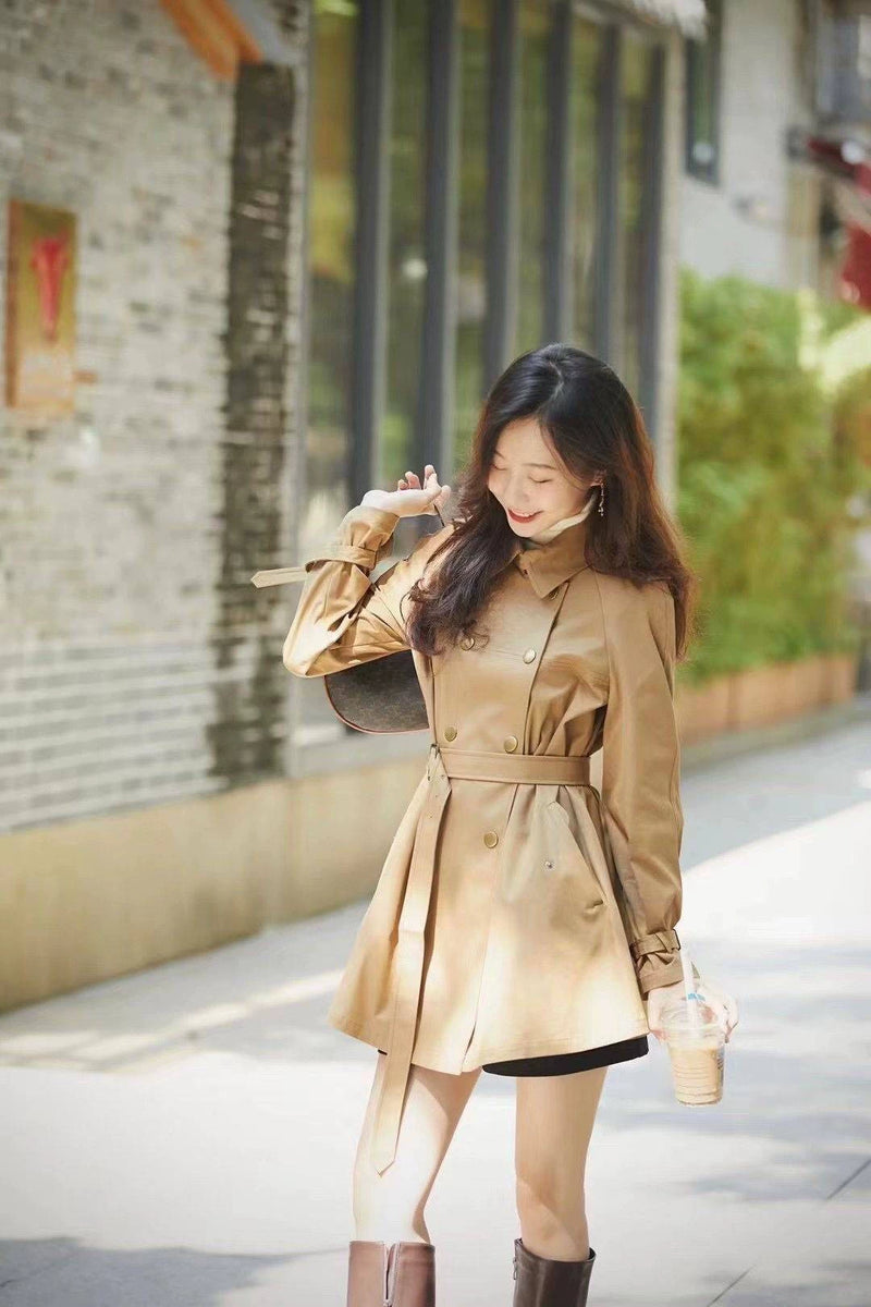 Girdear Amass Genuine Brand Women's Clothing 2024 Spring & Fall New Arrival Double Breasted with Belt Mid Length Long Length Trench Coat Outwear Women