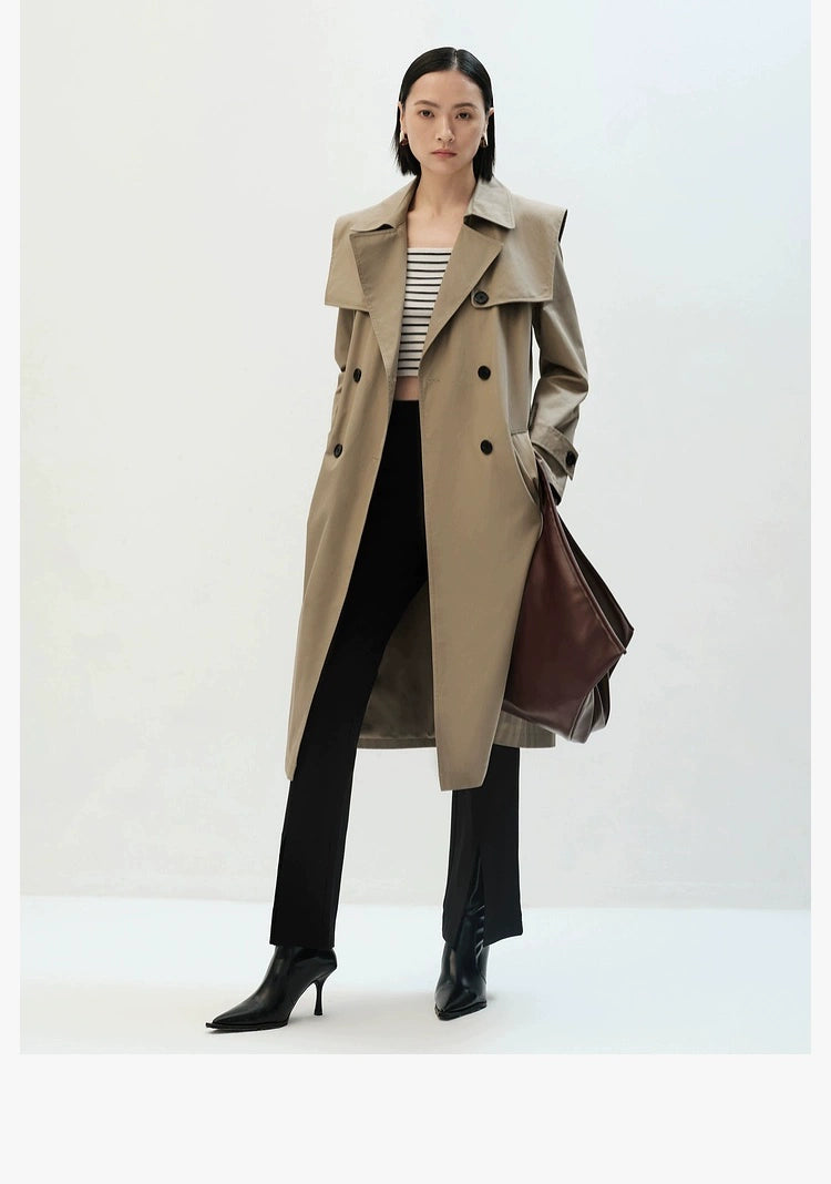 Ariose & Years Spring New Elegant British Style Coat Waist Slimming Long Trench Coat for Women 20822186