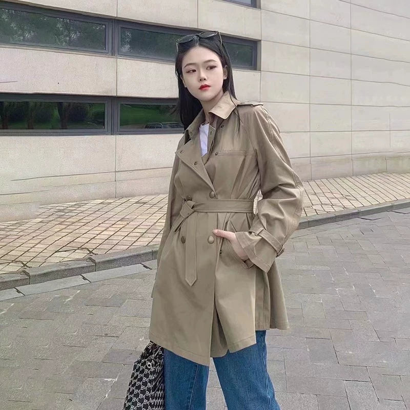 Girdear Amass Genuine Brand Women's Clothing 2024 Spring & Fall New Arrival Double Breasted with Belt Mid Length Long Length Trench Coat Outwear Women