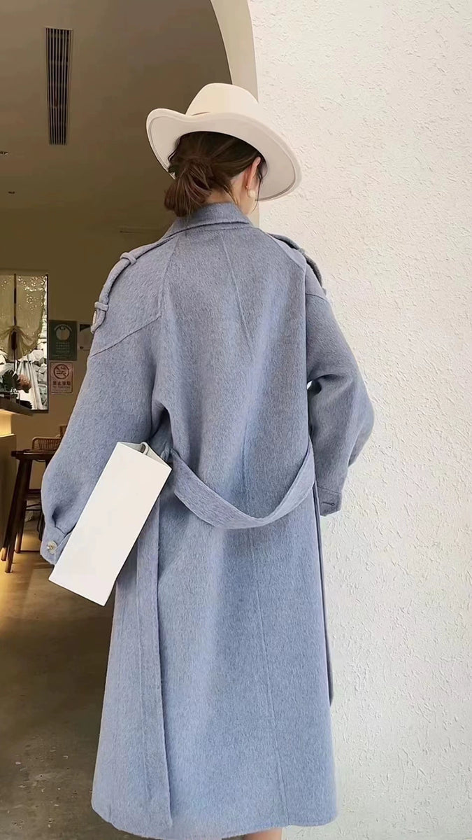 Best Selling 2023 New Arrival Double-Sided Wool Overcoat Women's Long Trench Coat K-style Loose Casual Woolen Coat In Stock