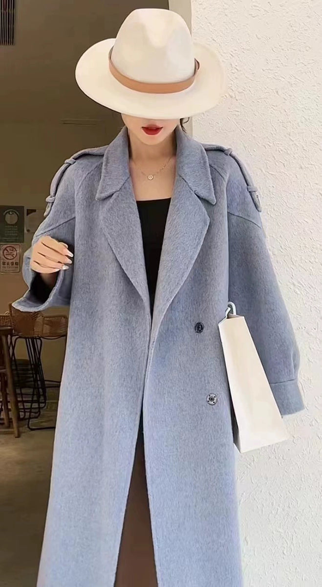 Best Selling 2023 New Arrival Double-Sided Wool Overcoat Women's Long Trench Coat K-style Loose Casual Woolen Coat In Stock