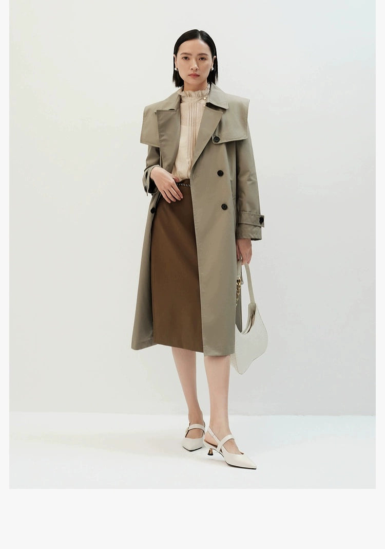 Ariose & Years Spring New Elegant British Style Coat Waist Slimming Long Trench Coat for Women 20822186