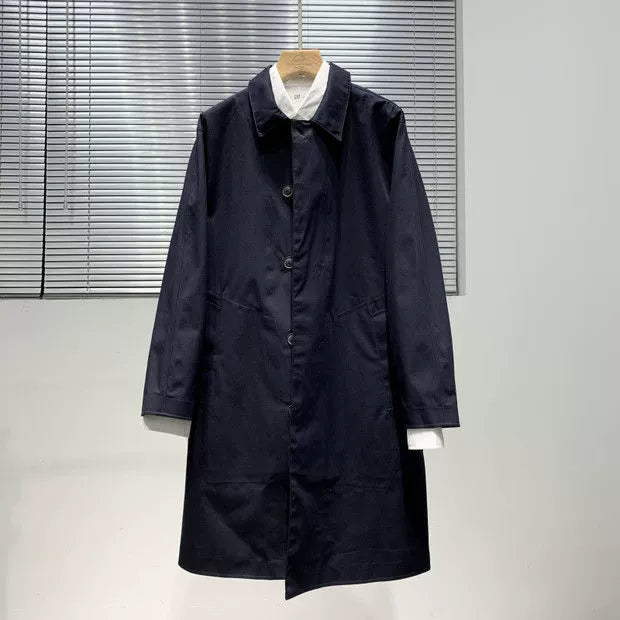 It Japanese Style Mid Length Long Length Seamless Shirt Collar Trench Coat Outwear