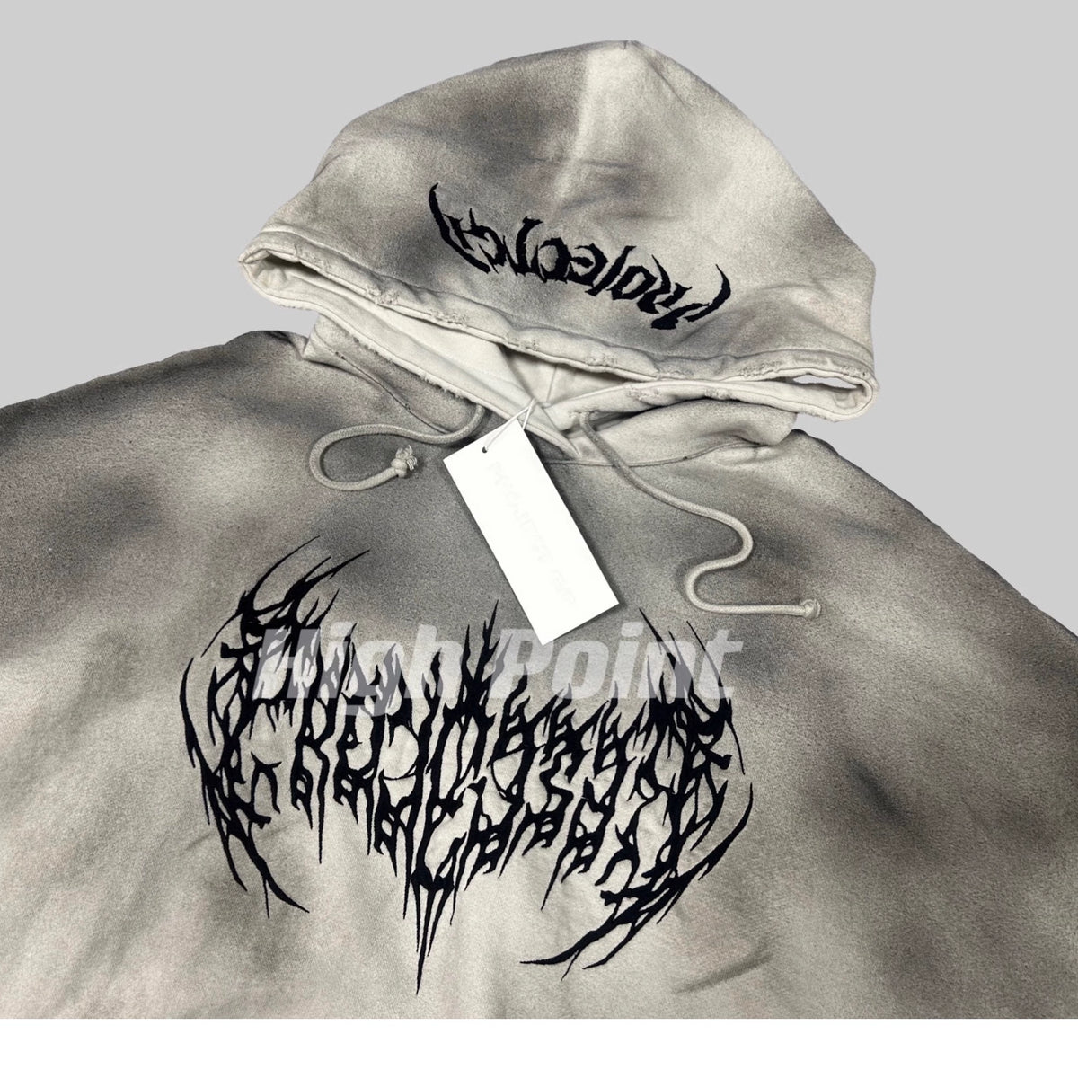 Grailz Fall and Winter Distressed Dirty Dyed Hooded Sweatshirt Embroider