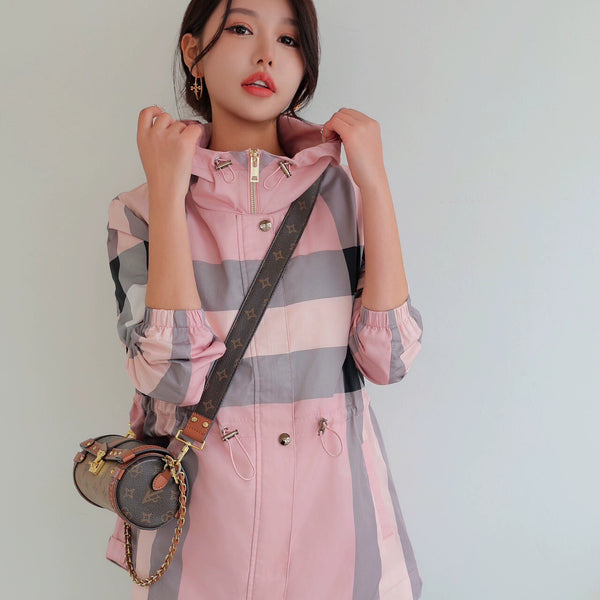 European Station Spring & Fall Hooded Casual Mid Length Long Length Coat