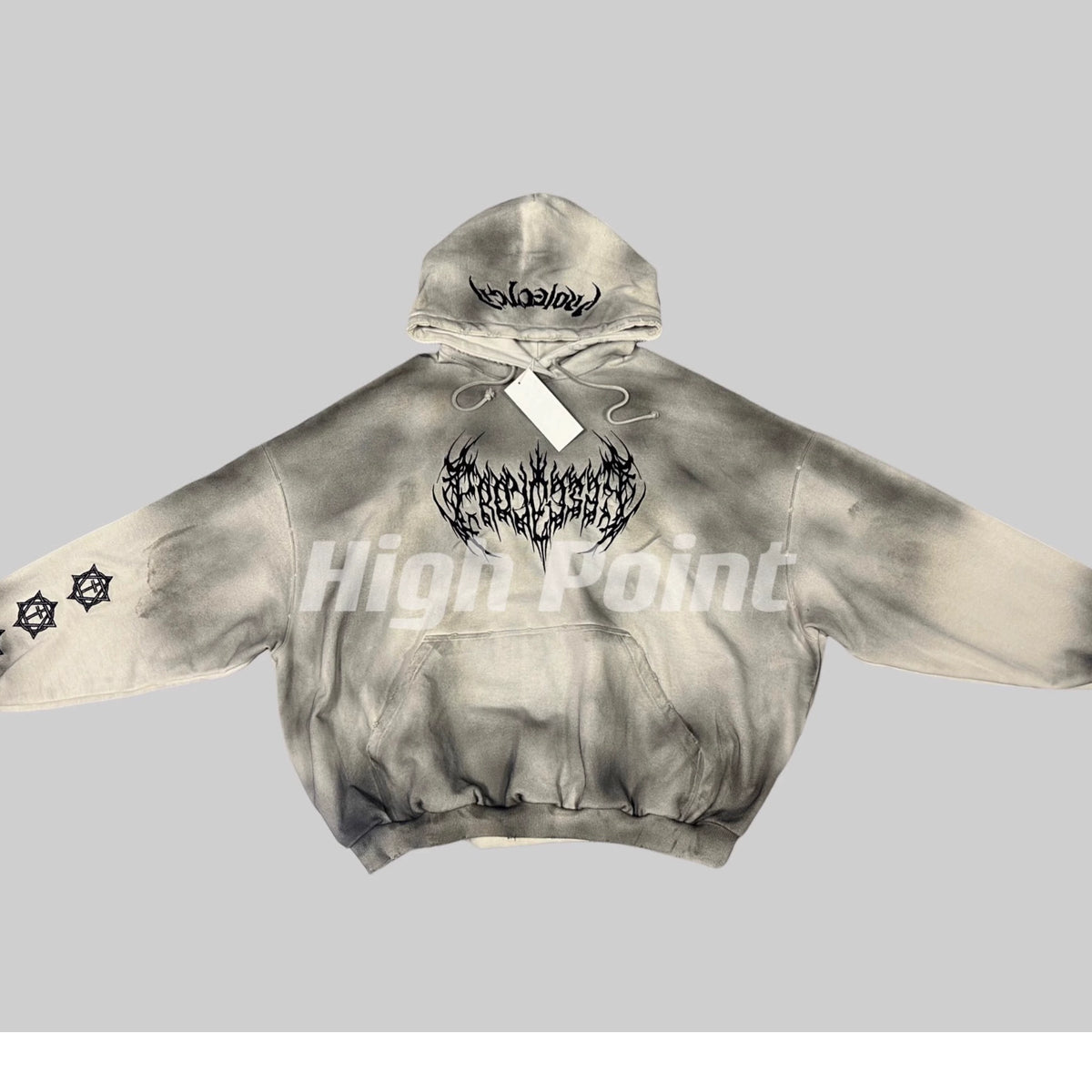 Grailz Fall and Winter Distressed Dirty Dyed Hooded Sweatshirt Embroider