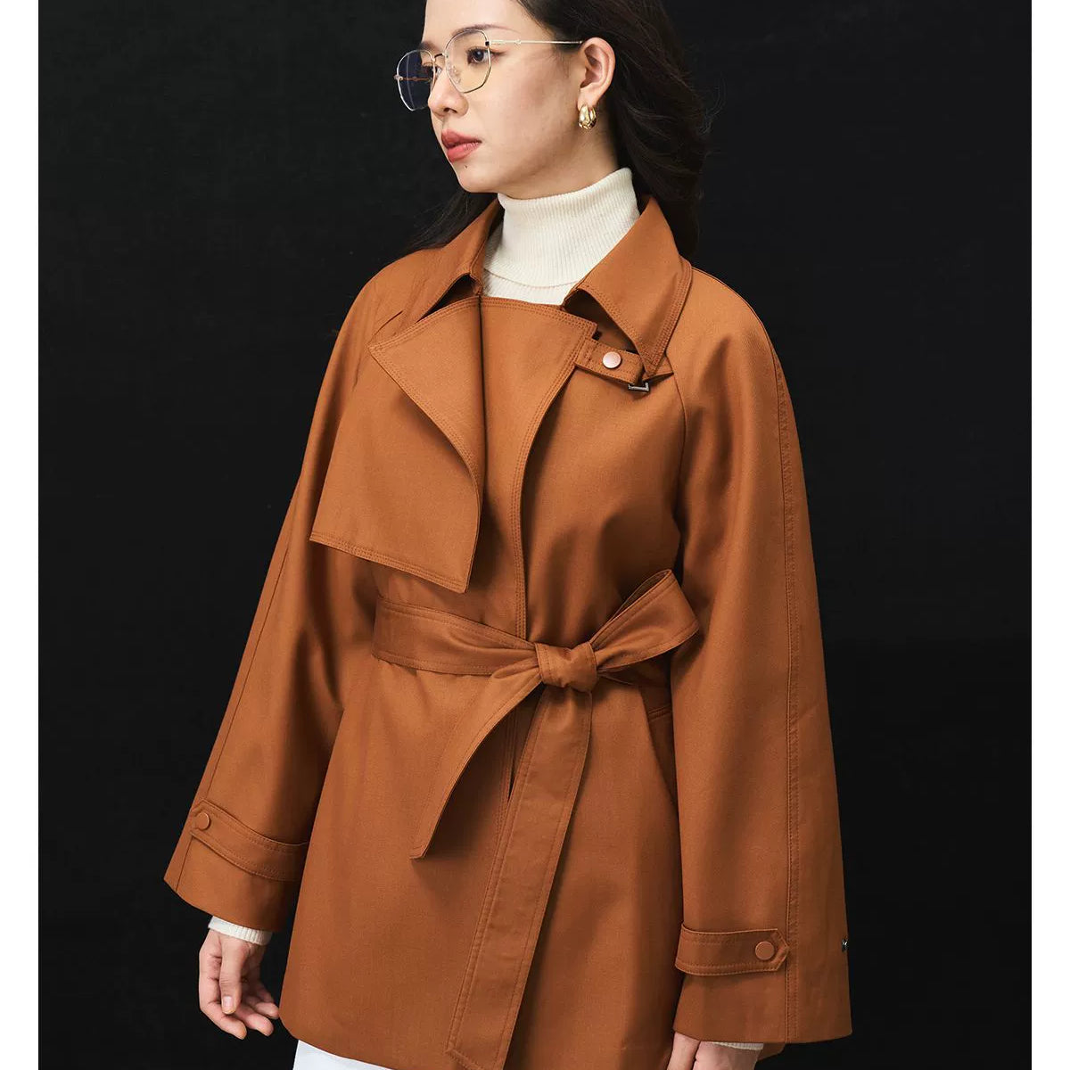 Iulv Spring & Fall New Arrival Korean Style Sense of Design Asymmetric Loose Casual Commuting Elegant Mid Length Long Length Trench Coat Outwear Women