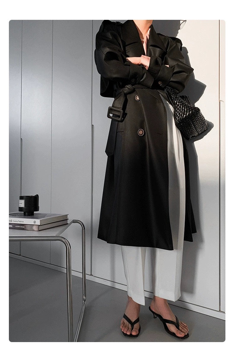 Pick-up Unoque Retro British Style Elegant Double Breasted Mid Length Long Length Trench Coat Outwear Female New Arrival Temperament Coat