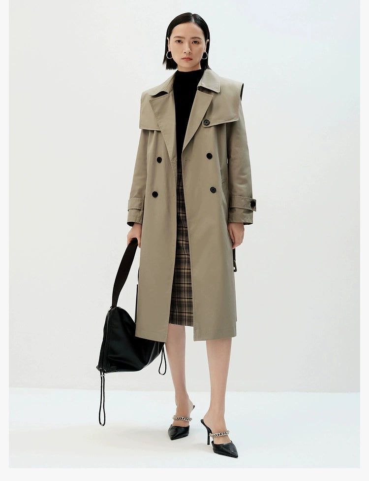 Ariose & Years Spring New Elegant British Style Coat Waist Slimming Long Trench Coat for Women 20822186