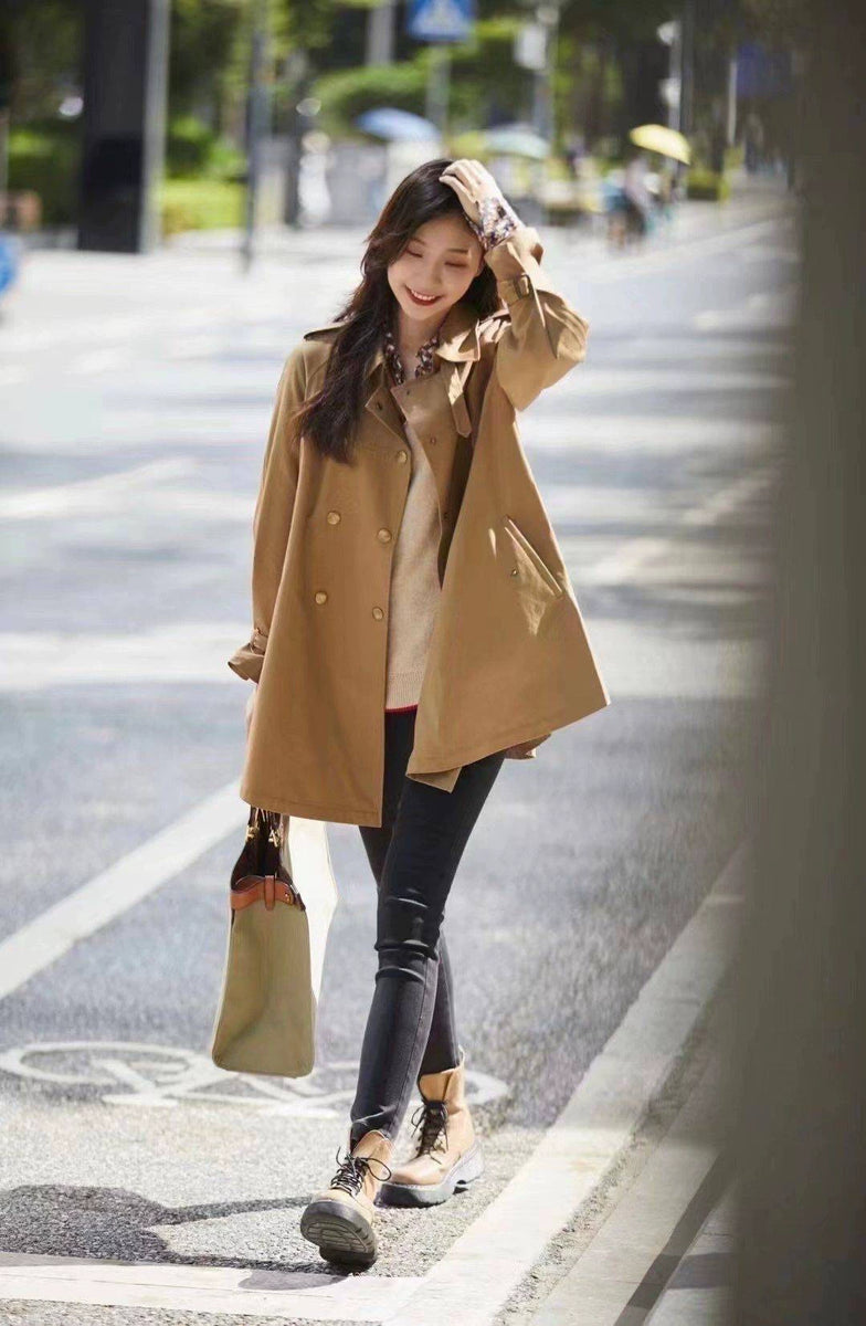 Girdear Amass Genuine Brand Women's Clothing 2024 Spring & Fall New Arrival Double Breasted with Belt Mid Length Long Length Trench Coat Outwear Women