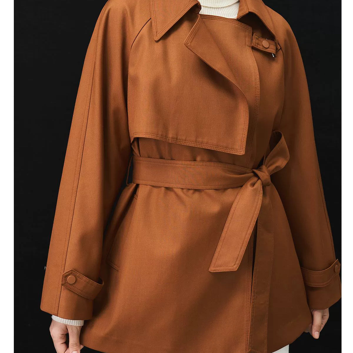 Iulv Spring & Fall New Arrival Korean Style Sense of Design Asymmetric Loose Casual Commuting Elegant Mid Length Long Length Trench Coat Outwear Women