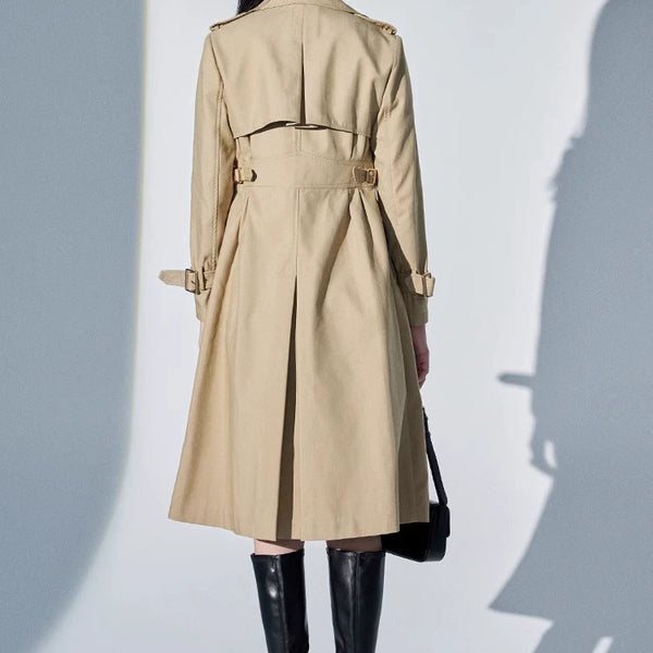 Yihua Ouxiu Autumn 2022 Minimalist Loose Khaki Mid Length Long Length Trench Coat Outwear E23af8309 2690